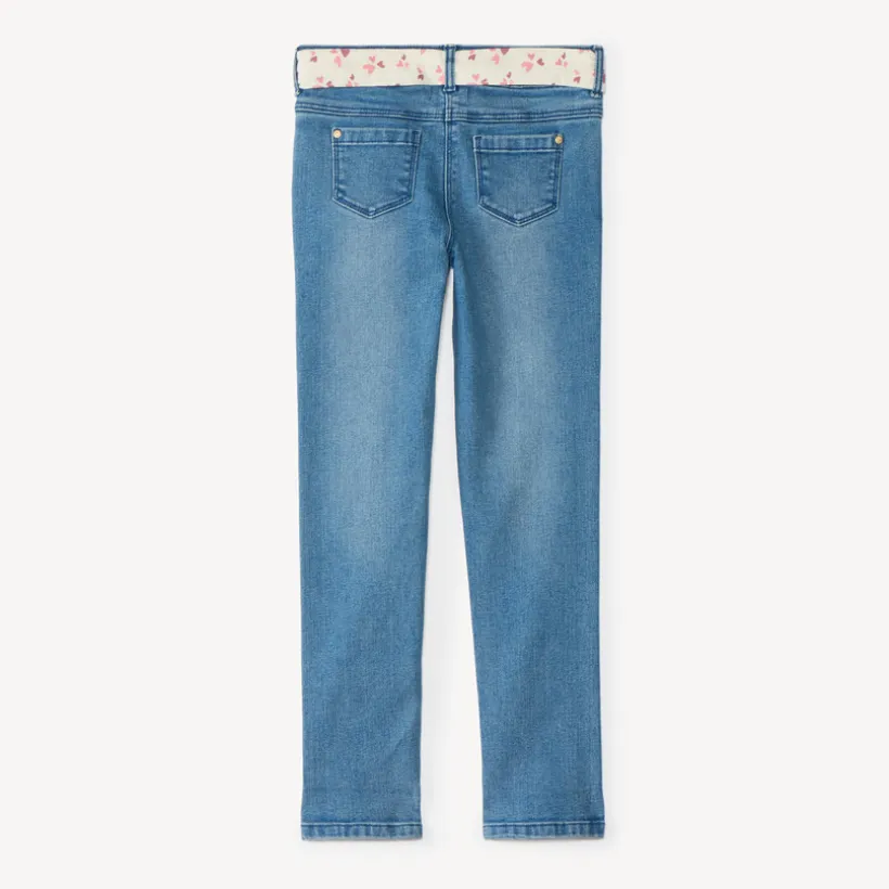Jean slim fille avec ceinture en tissu