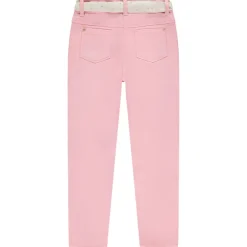 Jean slim uni avec ceinture foulard à nouer pour fille