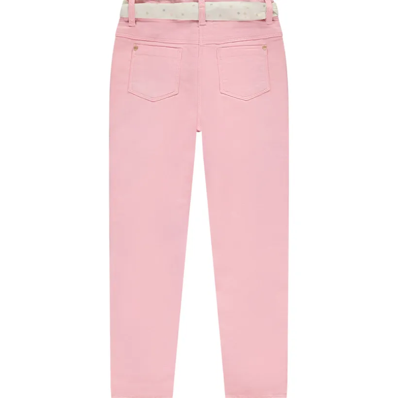 Jean slim uni avec ceinture foulard à nouer pour fille