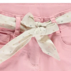 Jean slim uni avec ceinture foulard à nouer pour fille