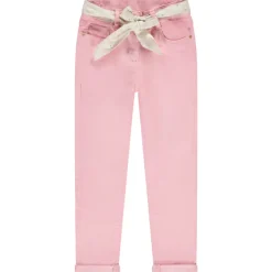 Jean slim uni avec ceinture foulard à nouer pour fille
