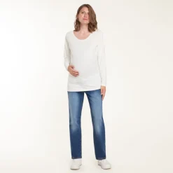 Jean straight de grossesse avec bandeau haut