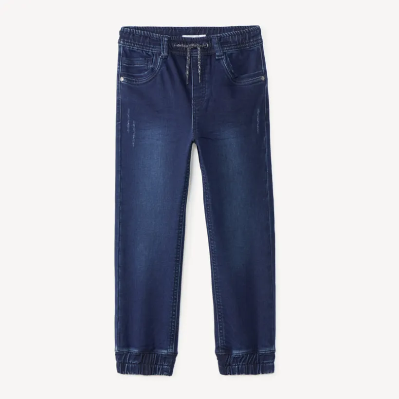 Jean style jogger en denim avec ceinture et chevilles rib pour garçon