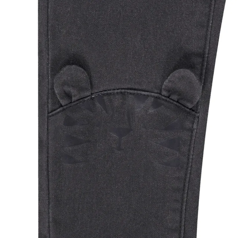 Jean uni print tigre et oreilles en relief pour bébé garçon