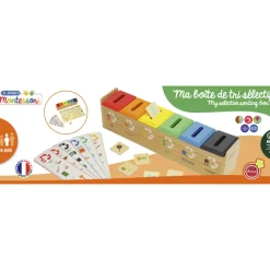 Jeu boîte de tri sélectif en bois