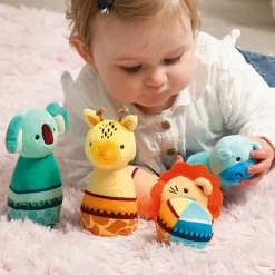 Jeu de 4 quilles en tissus Animaux de la savane