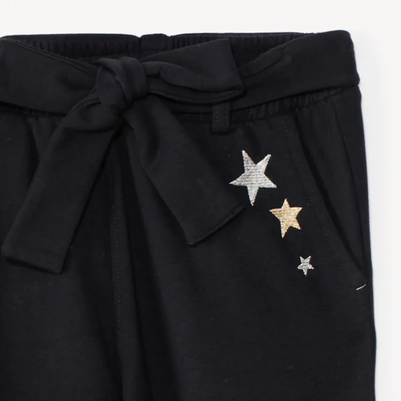 Jogging ceinturé à étoiles brodées pour fille