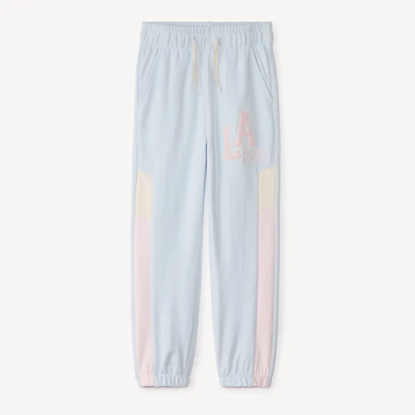 Jogging molleton ample effet color block pour fille