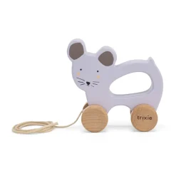 Jouet à tirer Mrs. Mouse en bois