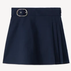 Jupe courte en toile avec ceinture décorative à boucle pour fille
