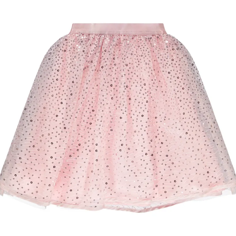 Jupe courte uni rose en tulle à sequins brillants pour fille