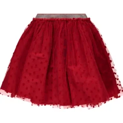 Jupe courte volantée en tulle imprimé coeurs pour fille