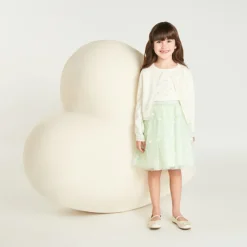 Jupe en tulle pailletée avec fleurs en relief pour fille