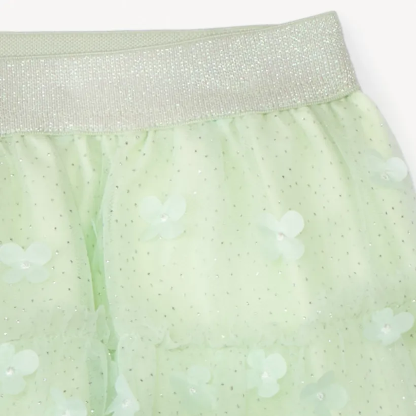 Jupe en tulle pailletée avec fleurs en relief pour fille