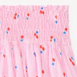 Jupe patineuse smockée imprimé cerises pour fille