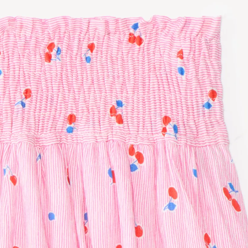 Jupe patineuse smockée imprimé cerises pour fille