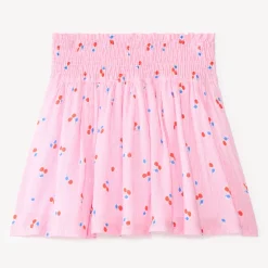 Jupe patineuse smockée imprimé cerises pour fille