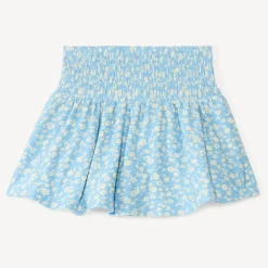 Jupe-short avec taille smockée imprimé fleuri pour fille