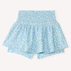 Jupe-short avec taille smockée imprimé fleuri pour fille