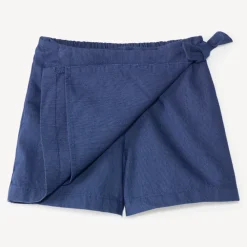 Jupe short fille en toile bleu marine