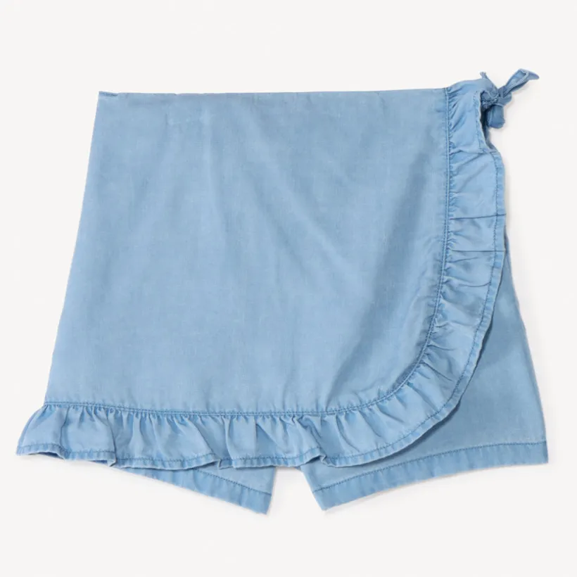 Jupe short uni en Tencel avec volants pour fille