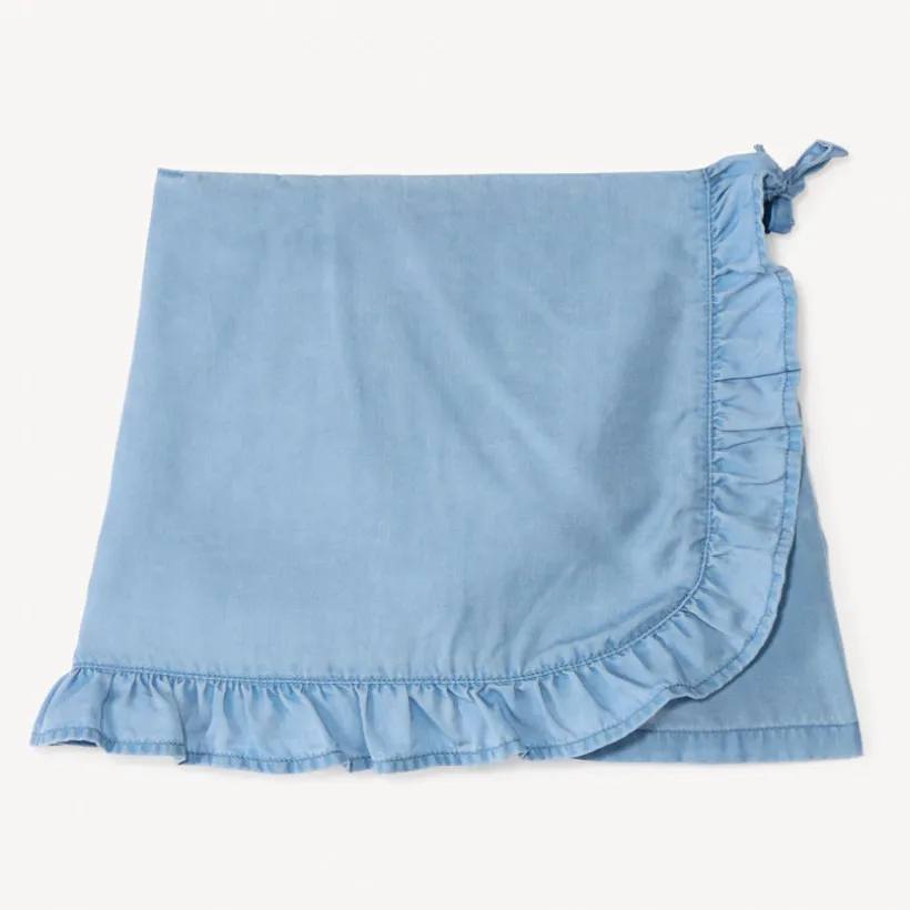 Jupe short uni en Tencel avec volants pour fille