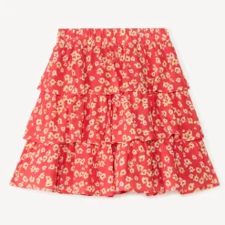 Jupe volantée effet froissé à imprimé fleurs pour fille