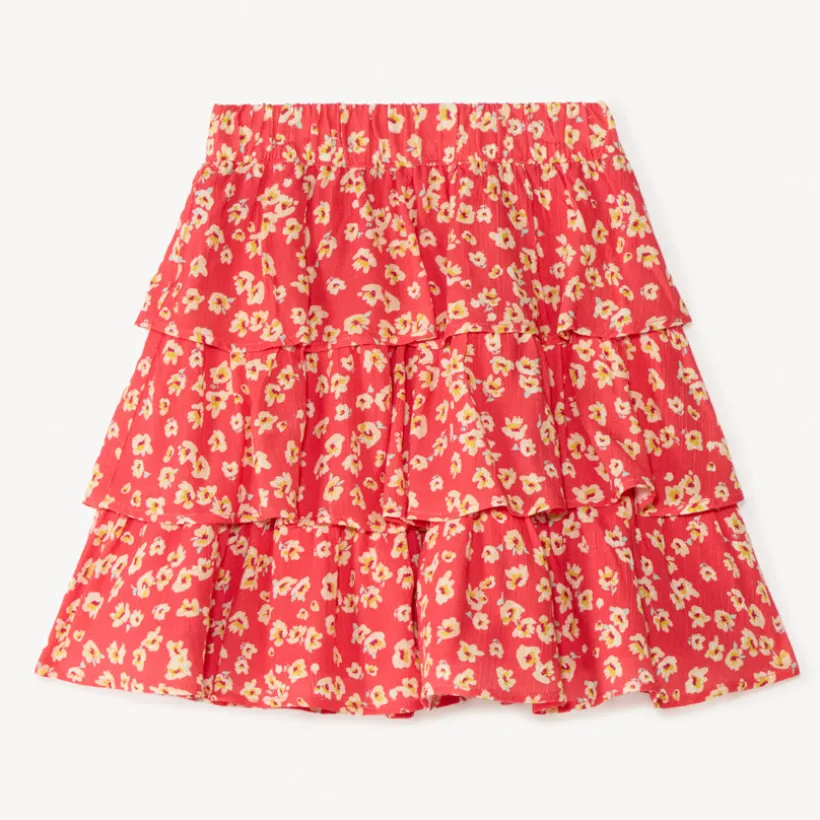 Jupe volantée effet froissé à imprimé fleurs pour fille