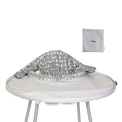 Kit bavoir et plateau imperméable imprimé fruits/gris clair