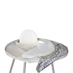 Kit bavoir et plateau imperméable imprimé fruits/gris clair