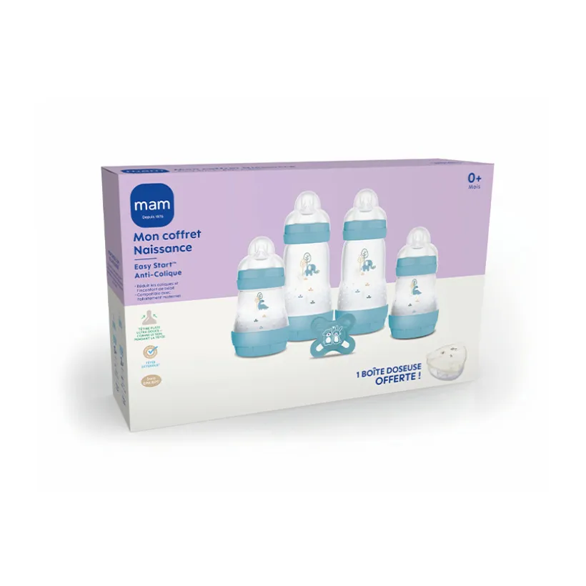 Kit de naissance Ocean 4 Biberons + 1 Sucette + 1 Boite Doseuse