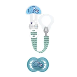 Kit sucette silicone Original 6M+ + attache-sucette réglable (modèle aléatoire)