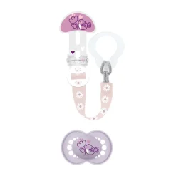 Kit sucette silicone Original 18M+ + attache-sucette réglable (modèle aléatoire)
