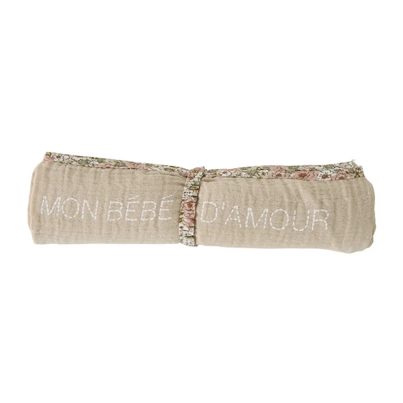 Lange en double gaze 70 x 70 cm biscuit/liberty