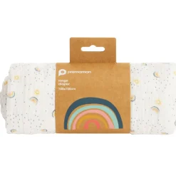 Lange en gaze de coton 100 x 100 cm imprimé arcs-en-ciel