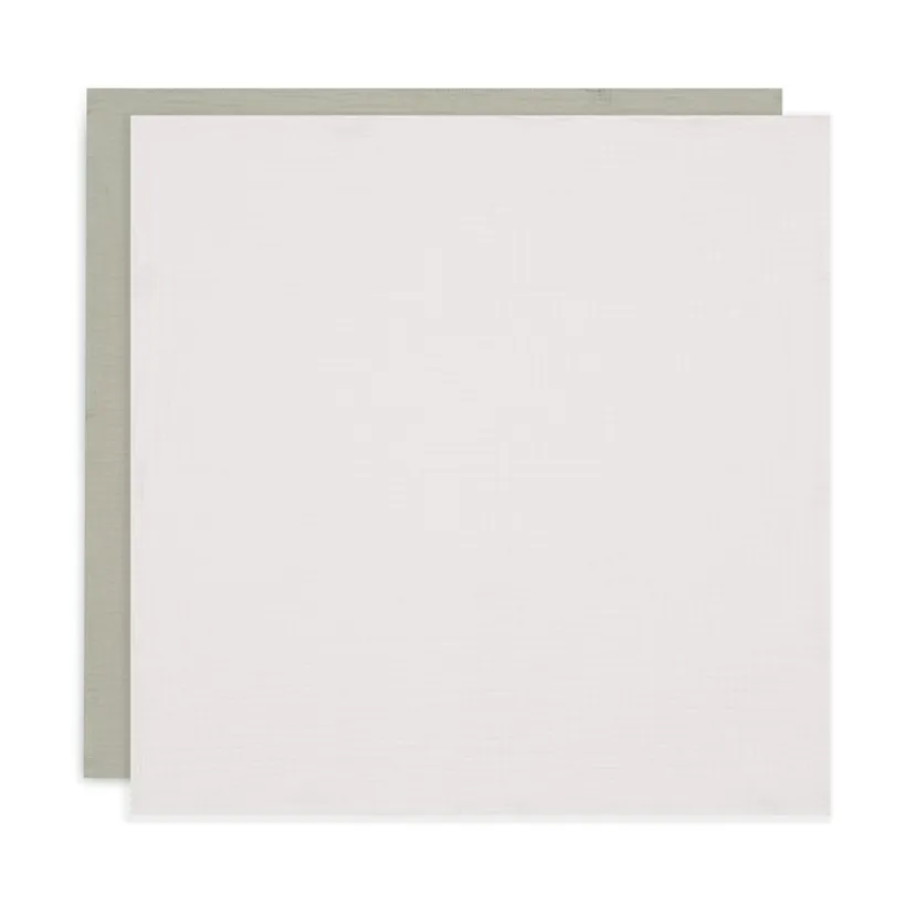 Lange tétra gaze de coton Olive Green/Ivory 70 x 70cm 4 pcs