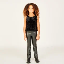 Legging trompette en simili cuir pour fille