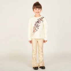 Legging évasé en similicuir doré pour fille