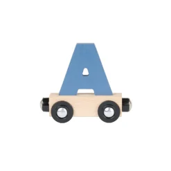 Lettre "A" wagon en bois - bleu