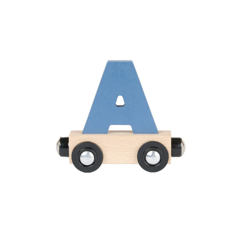 Lettre "A" wagon en bois - bleu