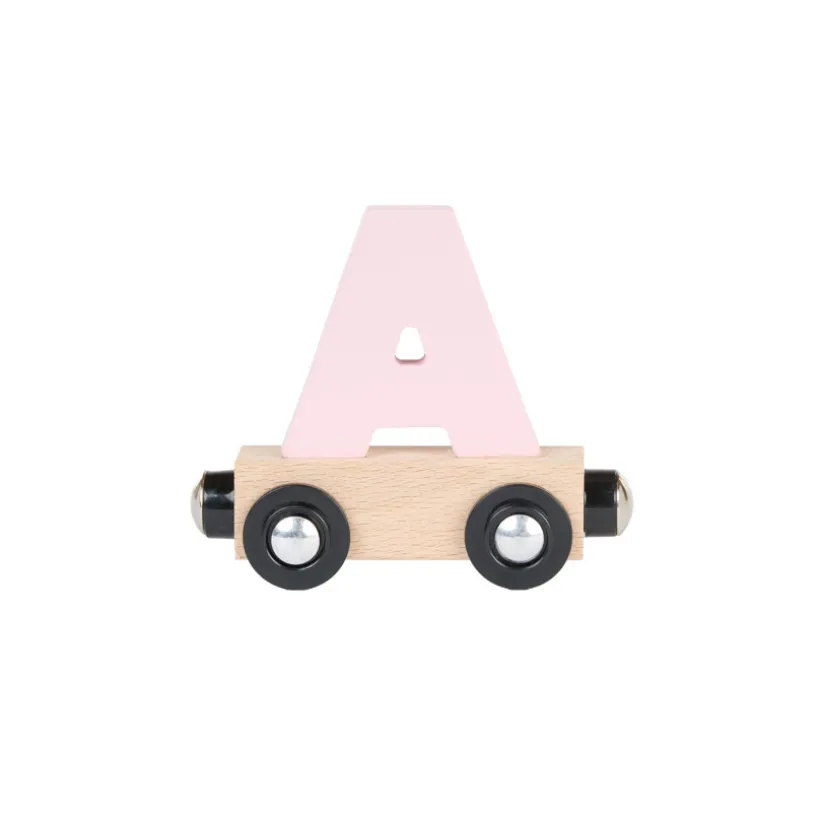 Lettre "A" wagon en bois - rose