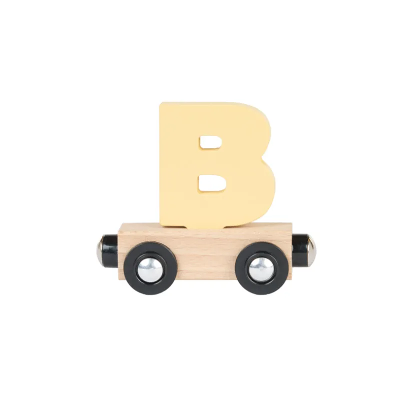 Lettre "B" wagon en bois - jaune
