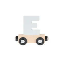 Lettre "E" wagon en bois - gris clair