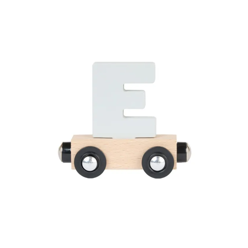 Lettre "E" wagon en bois - gris clair