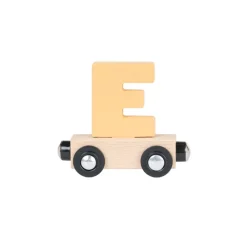 Lettre "E" wagon en bois - jaune