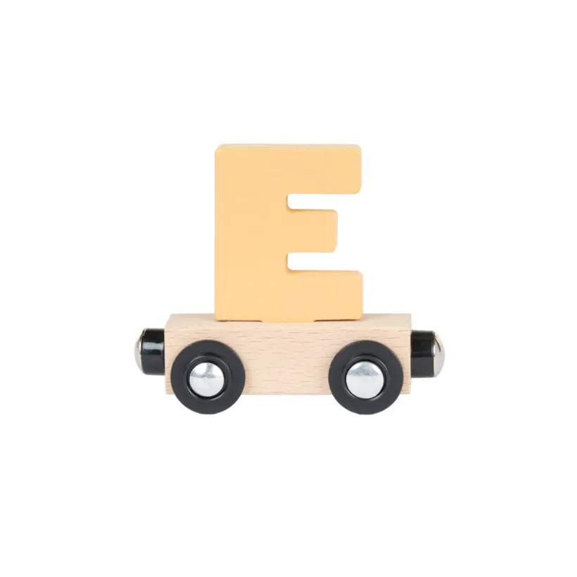 Lettre "E" wagon en bois - jaune