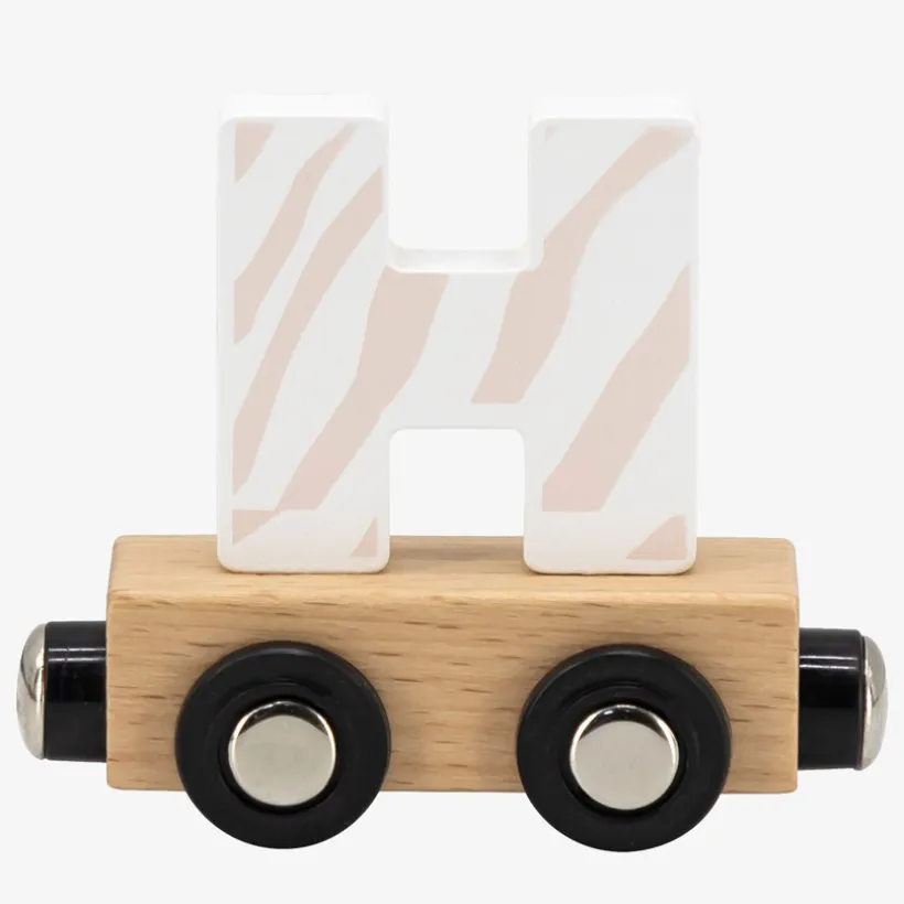 Lettre "H" en bois pour train coloré