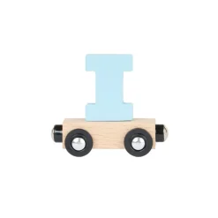 Lettre "I" wagon en bois - bleu clair