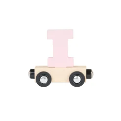 Lettre "I" wagon en bois - rose clair