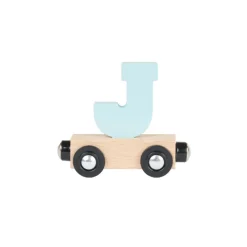 Lettre "J" wagon en bois - bleu